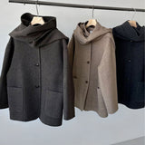 Isabella Wool Scarf Coat in Dark Grey