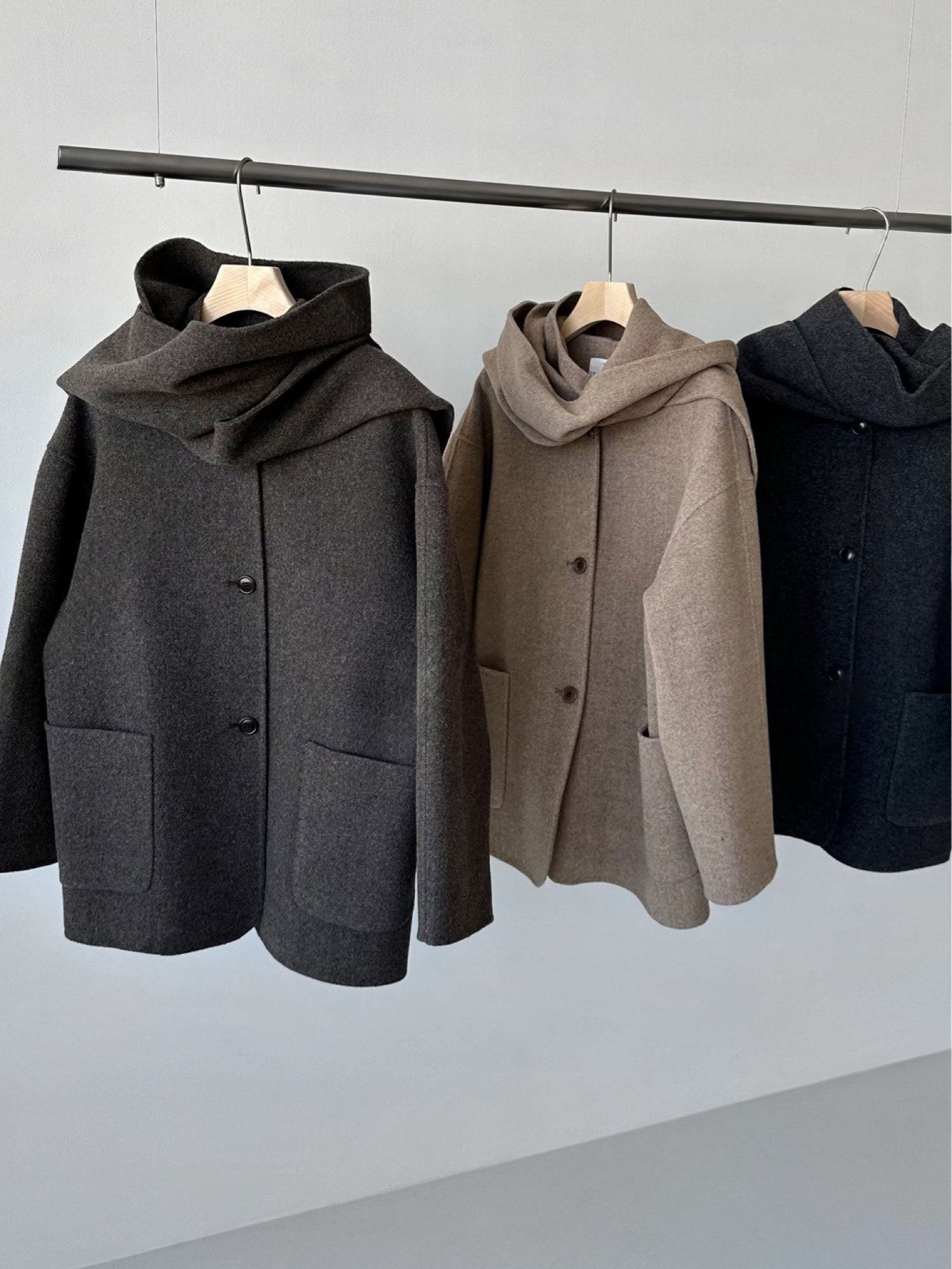 Isabella Wool Scarf Coat in Dark Grey