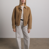 Kaia Wool Bomber Jacket in Camel