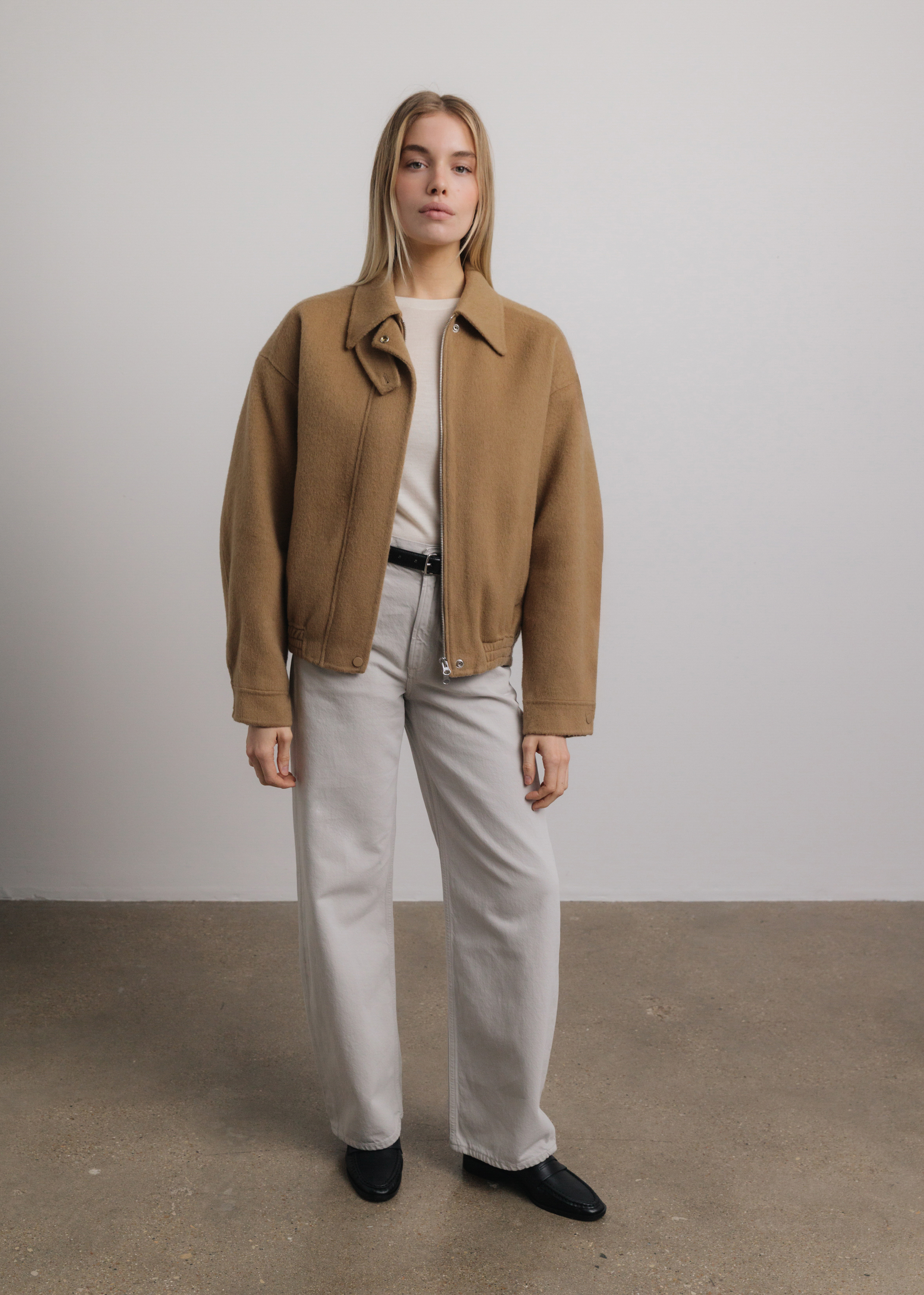 Kaia Wool Bomber Jacket in Camel