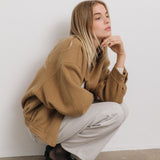 Kaia Wool Bomber Jacket in Camel