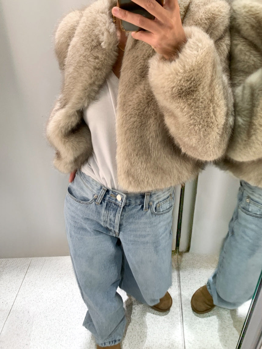 Romy Faux Fur Jacket in Natural