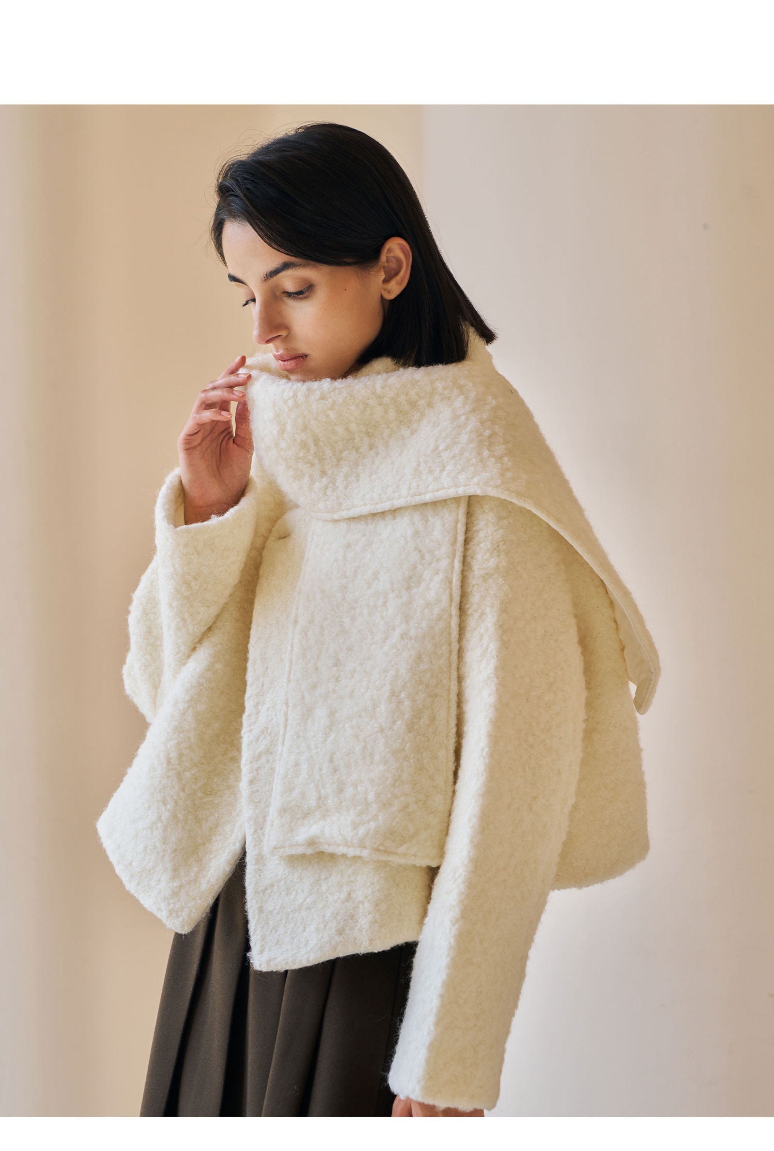 Frances Boucle Wool Scarf Coat
