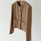 Angelina Wool Tweed Jacket in Brown