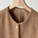 Angelina Wool Tweed Jacket in Brown
