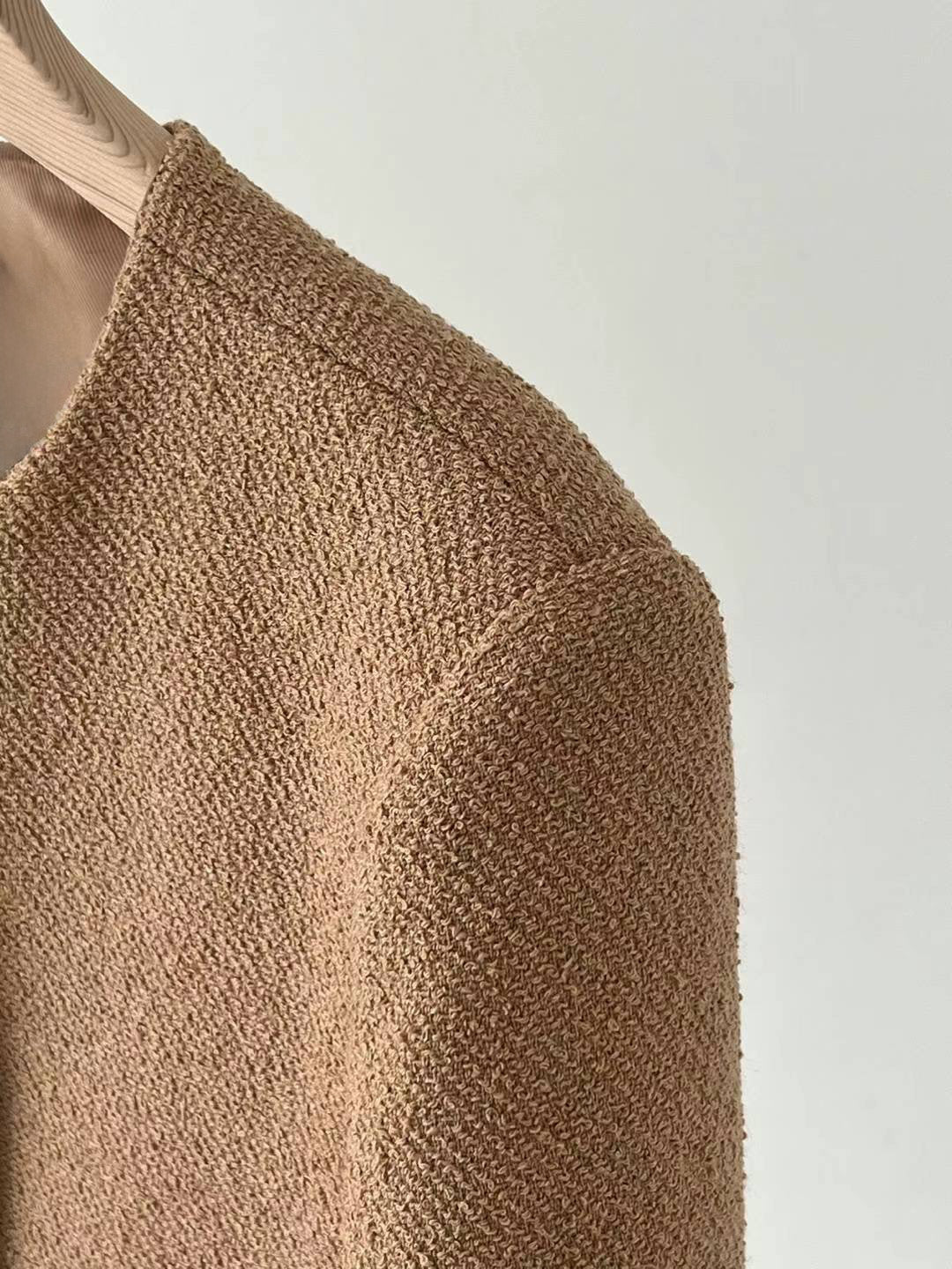 Angelina Wool Tweed Jacket in Brown