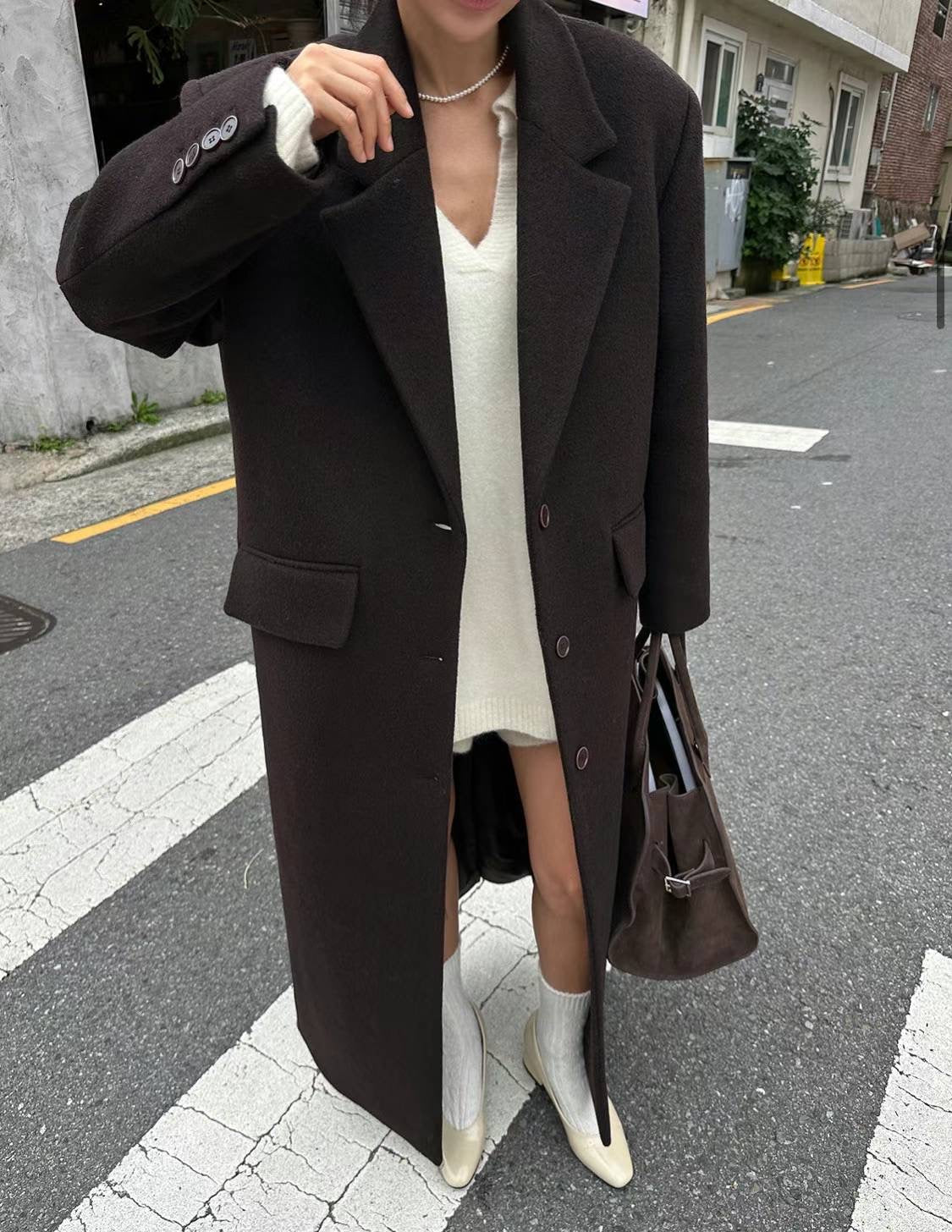 Thea Wool Coat in Chocolate