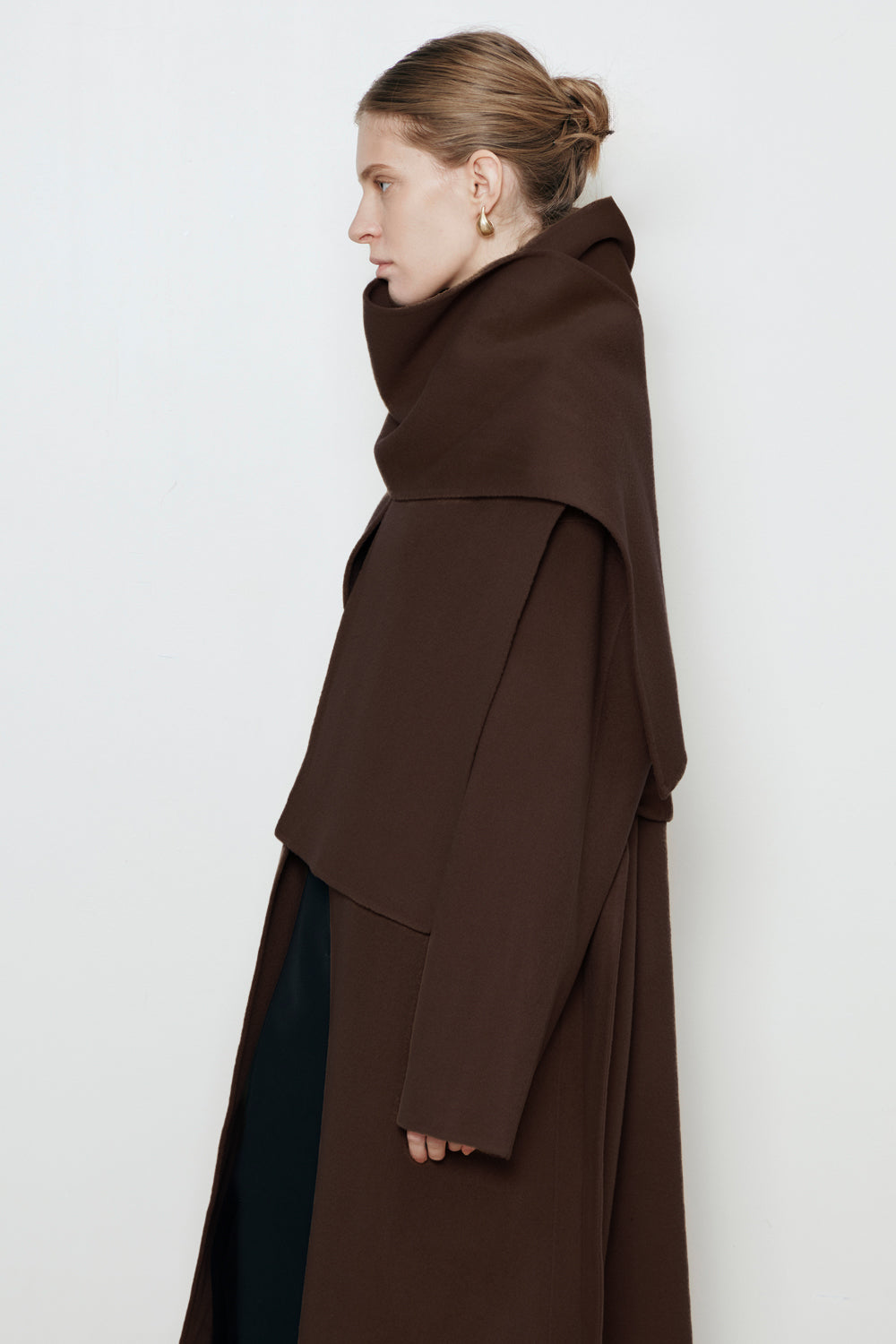 Eloise Wool Scarf Coat in Chocolate