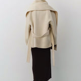 Etta Wool Jacket with Scarf in Cream