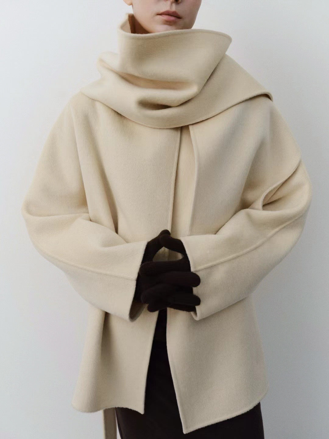 Etta Wool Jacket with Scarf in Cream