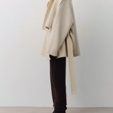 Etta Wool Jacket with Scarf in Cream