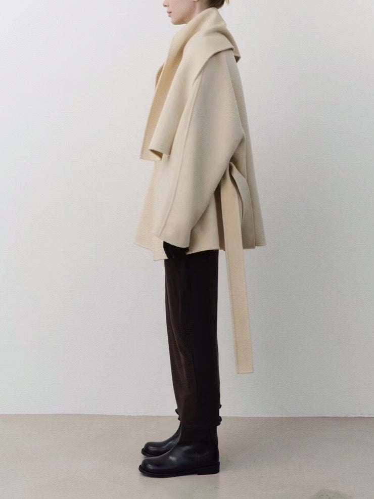 Etta Wool Jacket with Scarf in Cream