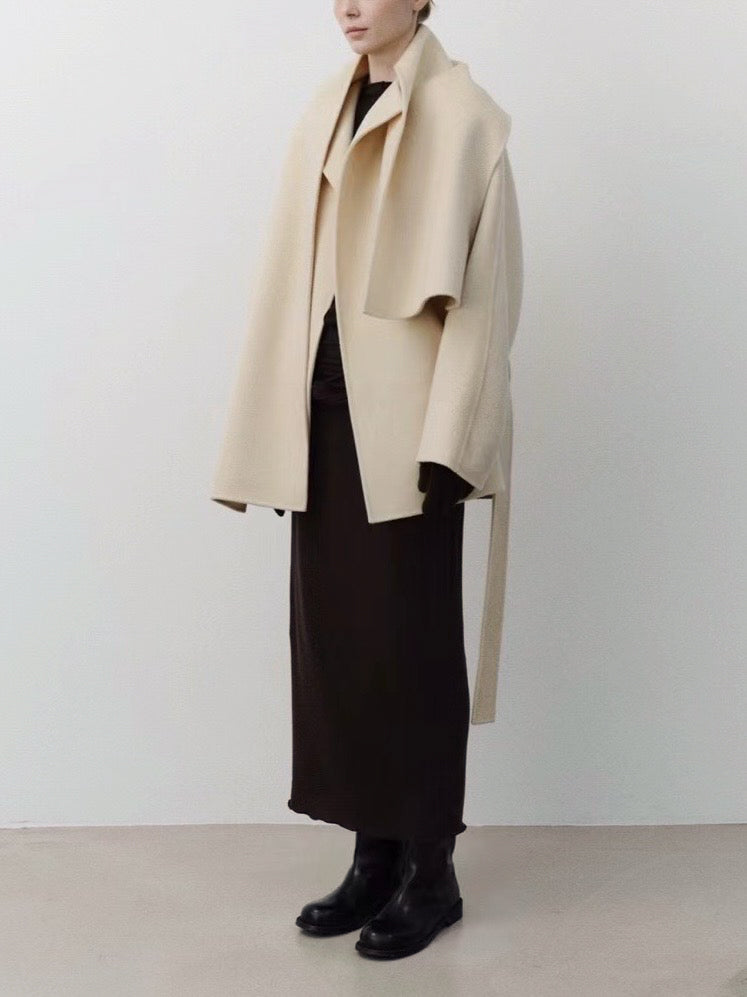 Etta Wool Jacket with Scarf in Cream