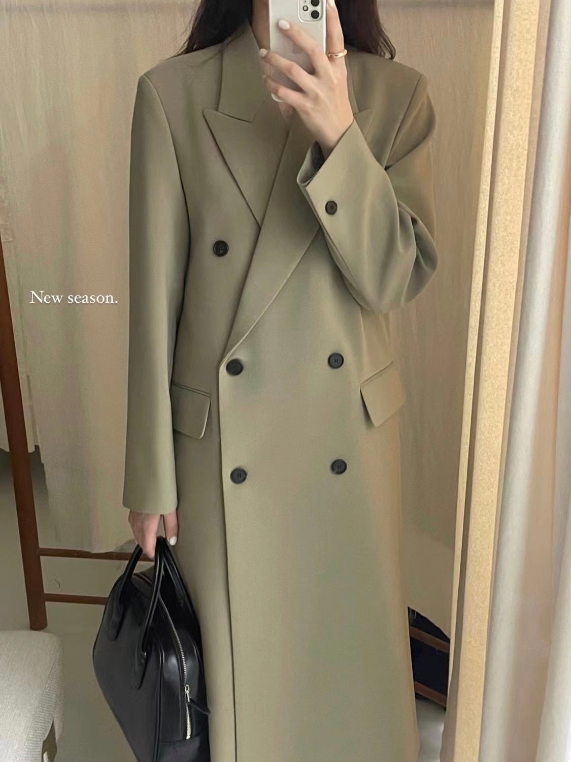 Sofia Double Breasted Coat in Beige