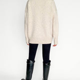 Celine Wool Sweater + Shawl Set in Oat
