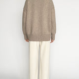 Celine Wool Sweater + Shawl Set in Beige