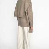 Celine Wool Sweater + Shawl Set in Beige