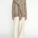 Celine Wool Sweater + Shawl Set in Beige