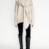 Celine Wool Sweater + Shawl Set in Oat